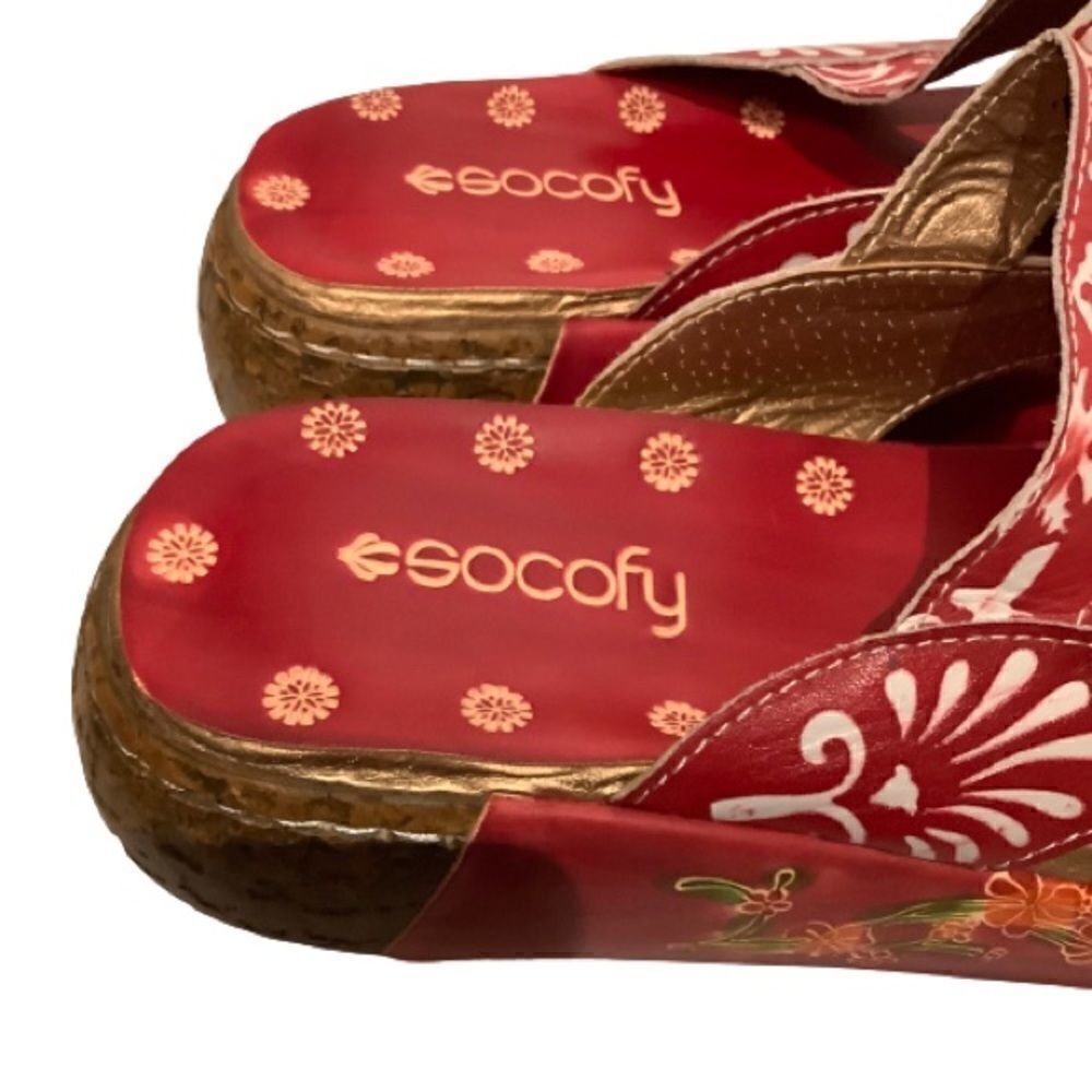 SOCOFY HANDMADE LEATHER BOHO CLOGS, MULES SLIP ON SHOES MULTI COLOURED SZ 40NWOT - Picture 8 of 13